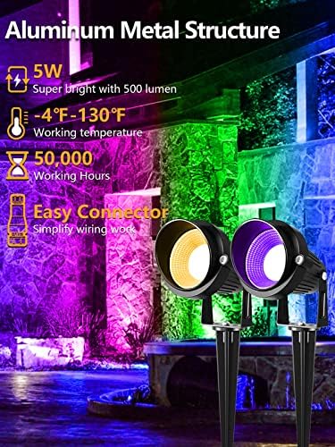 Zuckeo 5W RGB pejzažna rasvjeta boja Promjena niskonaponskih krajobraznih svjetala s priključkom, 12V 24V vodootporna vanjska LED obojena