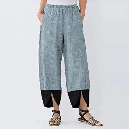 Shengxiny teretne hlače za žene casual pamučne posteljine Čvrsti trenerice Patchwork nepravilne labave široke vrećice s nogama
