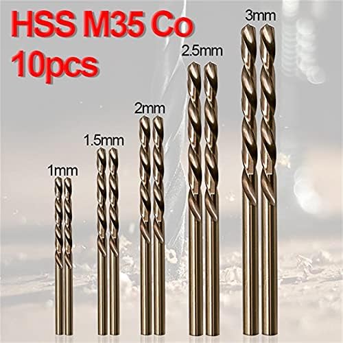 Mountain Men Twist Drill 10pcs HSS-CO M35 Cobalt Twist BIT BIT BIT 1/1,5/2/2,5/3 mm za rotacijske bušilice od nehrđajućeg čelika metalni