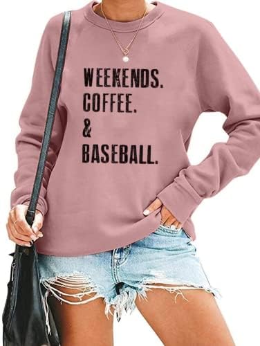 Niupihala vikends kava bejzbol dukserica za žene tisak tiska dugih rukava za bejzbol mama pulovers vrh