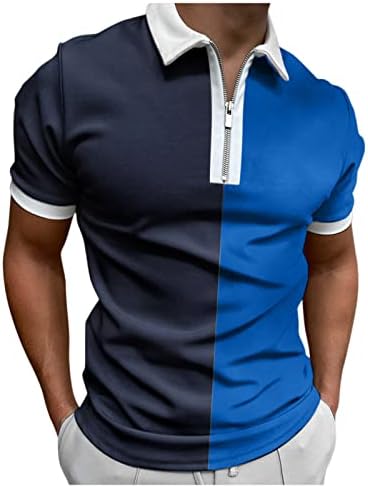 ZDDO muške boje Blok Patchwork Polo majice Zipper Neck Kratki rukavi plus veličina golf vrhovi Summer Loose Fit casual košulja