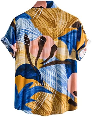 Wybaxz muški preokret proljetne košulje s ovratnikom bluza tiskana ležerna rukavica s kratkim rukavima košulje ljetne košulje za muškarce