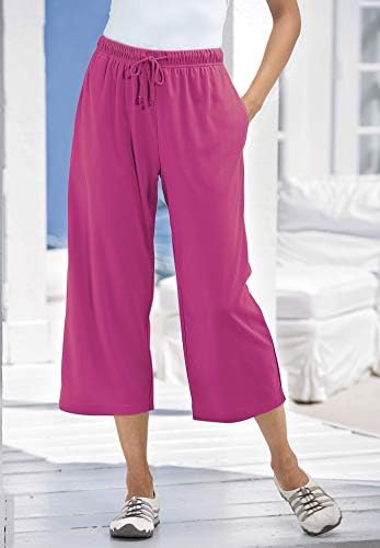 Žena unutar ženske plus size sportske pletene hlače Capri Capri