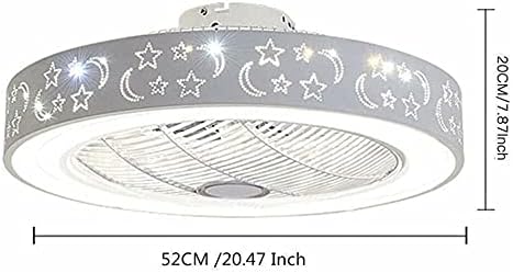 Jjkun stropna svjetlost s ventilatorima, LED zatamnjena stropna svjetlost ventilatora s nevidljivim lopaticama, polu -niski zid ventilatora/daljinski