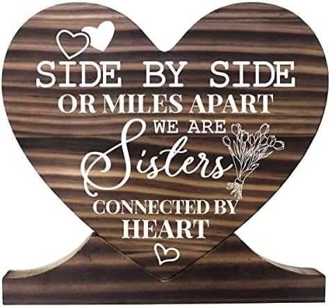 Sestrinski rođendanski poklon tiskan drvena ploča, sestrinski darovni drveni znak, poklon drvena ploča Srce, natpis srca, jedan pored