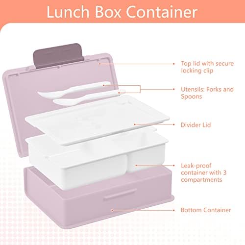 Mchiver Suncower Bento Box Box Box Box za ručak s ručicom prijenosni dječji ručak s žlicom vilice za propuštanje bento kutije za djecu