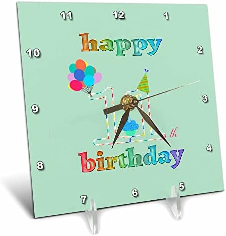 3-inčni sretan 11. rođendan, cupcake sa svijećom, baloni, šešir,... - Stolni sat