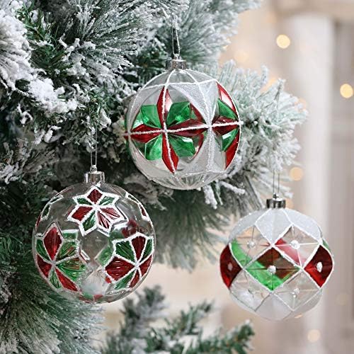 Valery Madelyn 9ct 100 mm klasična kolekcija Splendor crveno zelena bijela božićna kuglična ukrasi, božićne kuglice otporne na kristal