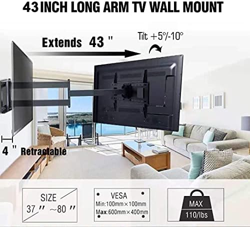 Mount za kovanje 42 inčni kutni TV zid vesa 600x400mm i 43 inčni zglobni ruci monitori Vesa 600x400mm