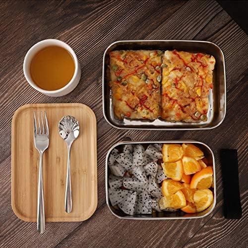 Amabeafh bento kutija drveni poklopac kutija za ručak/304 nehrđajući čelik/jednostavan japanski stil/bento kutija za ručak/kvadratni