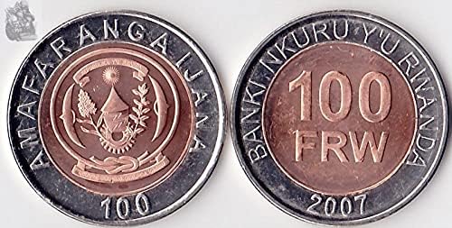 Afrička Ruanda 100 franaka 2007. izdanje Kovanica dvobojni metalni novčić dvobojni umetnuti kovanice