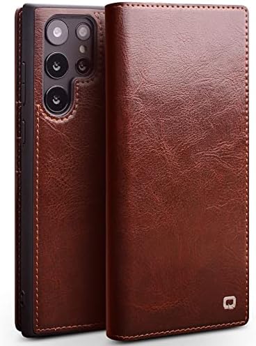 Torbica-novčanik QIALINO za Samsung Galaxy S23 Ultra luksuznih torbica ručno od prirodne kože, moderan klasični flip-kovčeg u poslovnom