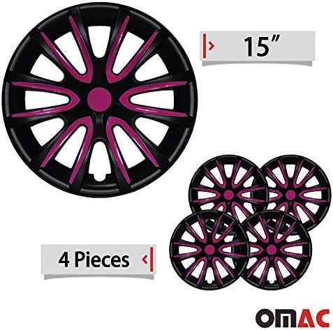 OMAC 15 -inčni hubcaps za Kia Soul Black Matt i Violet 4 PCS. Poklopac naplataka na kotači