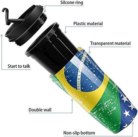 Američka i Brazilska zastava krigla za kavu za višekratnu upotrebu s poklopcem izoliranim putničkim šalicama Double Wall Cup za uredski