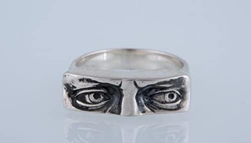 Davidov oči, prsten, srebrni oči, prsten s okom, 925 srebrni boho nakit, ručno izrađeni prsten za lice, srebrni prsten s licem, ove
