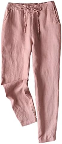 Ženske posteljine obrezane hlače širokih nogu visoke elastične struke duge ošišane hlače protežu se ravno ljetnim hlačama