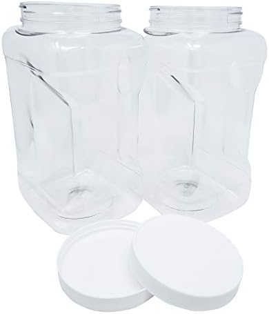 Prozirne PET plastične staklenke od 1 galona sa širokim otvorom i ručkom za hvatanje i bijelim poklopcima s rebrastom oblogom, spremnici