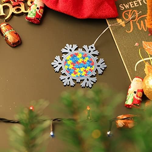 Svjesnost o autizmu šarena zagonetka zima božićni viseći ukrasi snježne pahuljice Slatki uzorak snježne pahulje božićna drveća ukrasi