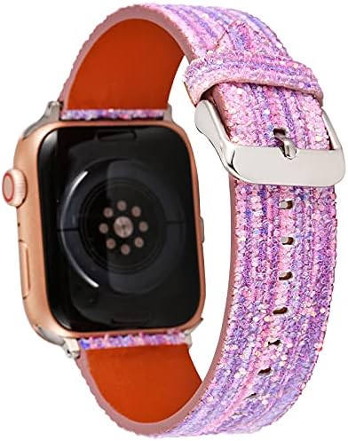 Greaciary Glitter Bling Band kompatibilan za Apple Watch 38 mm 40 mm 42 mm 44 mm kožna luksuzna sjajna sjajna žena zamjena za narukvice
