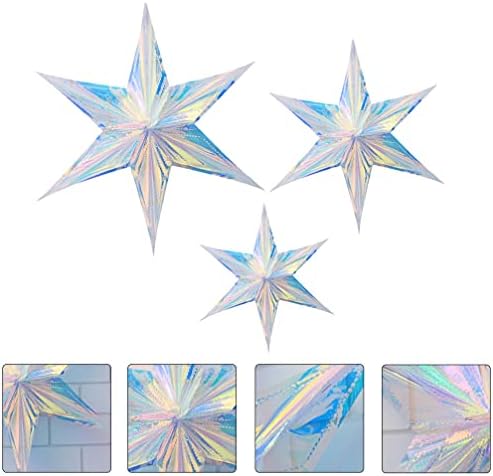 Abaodam 3pcs 3d iridescent Hexagram ukras čist folija heksagram zvijezda duga Shine Shine Fairy Princess Dekoracija za vjenčanje mladenke