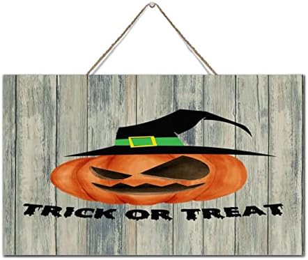 Viseći zidni umjetnički dekor drveni znakovi trik ili tretiranje Halloween pozitivno zidne umjetničke plak plak Sign 6x10 inča sablasni