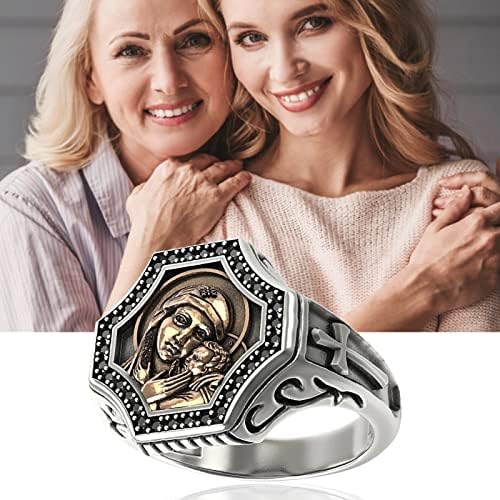 Prstenovi od nehrđajućeg čelika za žene Vintage srebrni prsten starinski nakit za graviranje majke i djeteta