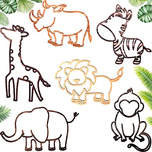 6 kom dekor dječje sobe safari džungla Drveni zidni dekor sa životinjama Zoološki vrt šumski teren geometrijska zidna umjetnost s točkicama