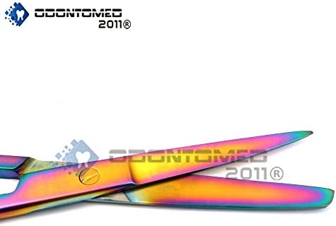 ODONTOMED2011® Multi Titanium boja Rainbow Radni škara Oštro/tupi 5,5 Ravni nehrđajući čelik Rainbow Color Scissor ODM