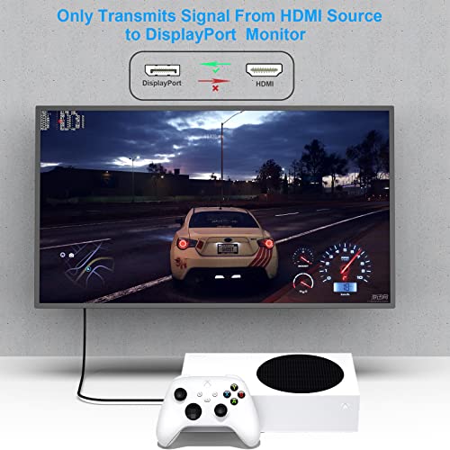 Benfei HDMI to DisplayPort kabel, HDMI izvor 6 stopa za prikaz monitora kompatibilan s PC Graphics Card Laptop PS5 Xbox One podržavajući