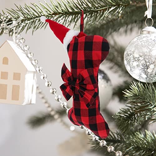 7 komada klasična mašna u obliku kariranog ukrasa za poklon božićni ukras za torbu bombonsko drvce torbica s mašnom poslastice kućni