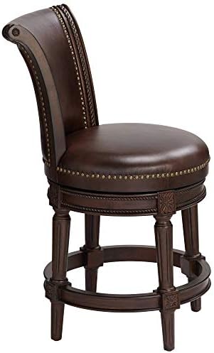 55 dolje, Addison, okretna smeđa barska stolica od oraha visoka 26 inča s tradicionalnim okruglim jastukom od moke presvučenim zrnatom