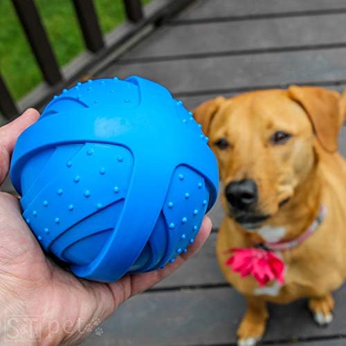 S&T Inc. Rowdy Roller Interactive Dog Toys za kućne ljubimce, gomila lopte za pse, 4,5 inča, plava