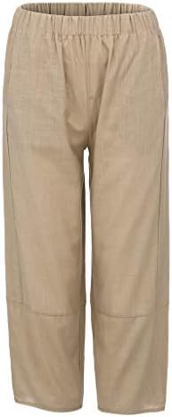 2023. pamučne lanene hlače za žene, ljeto casual širokim nogama labava fit capri dužina udobna modni salon plaže capri hlače