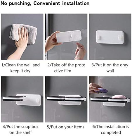 PFCTRJR držač sapuna za tuširanje, dvobojni sapun sa sapunom s isušivačkom pladnjem, držač sapuna ugrađenog na zid, ljepljiva kutija