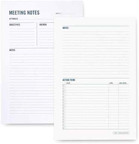 Dvije napomene za sastanke Notepad - 6x9 - dvostrani jastučić za planiranje - Ciljevi, bilješke, akcijske stavke i praćenje - Nedatirani