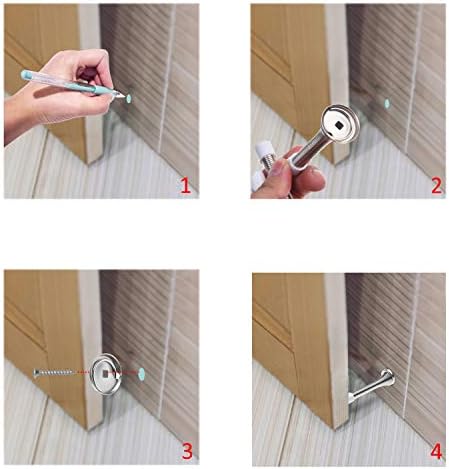Kare & Kind 4x Opruga za vrata - vijčani fleksibilni čelični čepovi s bijelim gumenim odbojnicima - Zaštitite zidove od udaraca, tragova