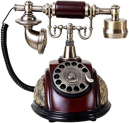 Fiksne telefonske rotacijske biranje telefoni retro fiksni stol telefona, kabel za kabel za i dekor, crveno smeđi kreativni retro telefoni