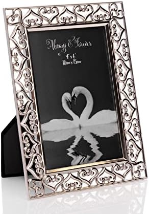Oaktree Pokloni srebrni pozlaćeni srčani foto okvir 4 x 6