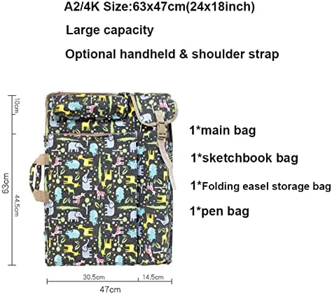 Topoq Art Portfolio Case Art Portfolio Rockpack for Artist Art Supples Storage Tot torba Art Art Top At torba A2 4K Carrier torba
