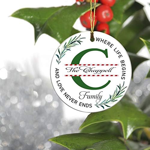 C Monogram Početni ukras za odmor za božićno drvce - Obitelj Chappell, gdje život započinje i ljubav nikad ne završava - 2019 božićne