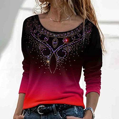Majice s dugim rukavima U donjem rublju ženski casual modni Print Dugih rukava s okruglim vratom udoban pulover gornji dio