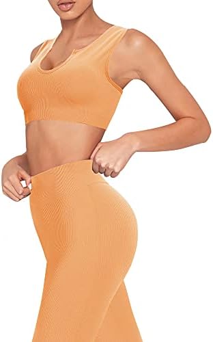 2 komadića seta za vježbe za žene bešavne joge odjeće rebraste sportske grudnjake kratke kratke hlače set set