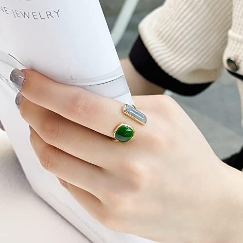 ; Šarene pruge zelena bijela caklina slaganje prsten otvaranje podesivi prsten za žene Teen Djevojke