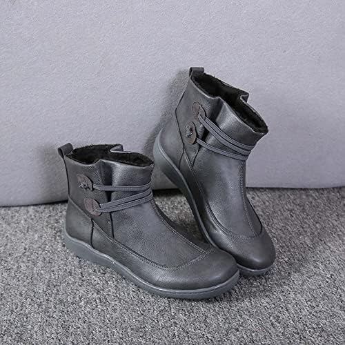 Čizme za žensku retro platformu ležerne čizme za gležnjeve čipkaste čizme široke teladi okrugli nožni prst zimske snježne cipele čizme