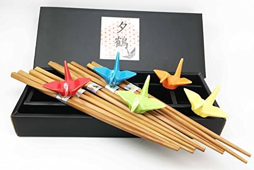 Multi -obojene ptice s dizalicama Set od 5 štapića i odmor set azijskih blagovaonica pribor za pribor za jelo za pet sjajnih poklona