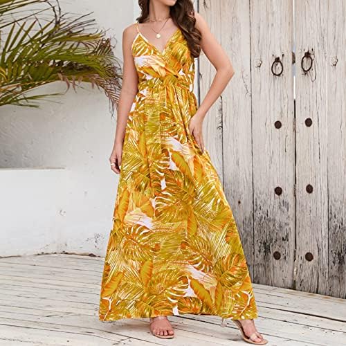 Kravata haljina za struk, ljeto 2023 v vrat cvjetna seksi plus size Elegantna dugačka slatka plaža za plažu za