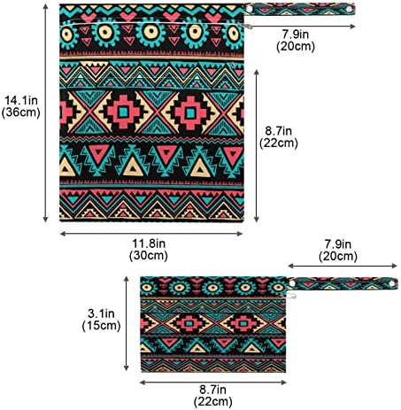 Kigai 2pcs dječja tkanina pelena mokra suhe torbe afričke plemenske geometrijske vodootporne mokra za višekratnu upotrebu s dva džepa