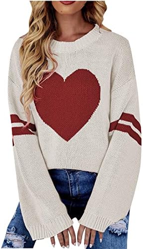 Ladies Love Print Loose Fit Crew Neck džempera za tinejdžerku dugih rukava Crochet Zima jesen 2023 Odjeća 8n