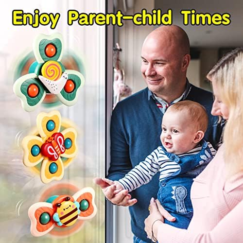 3 kom silikonska usisna čašica igračke za dječake 1-2 godine / dječje igračke s rotirajućim vrhom / rođendanski pokloni / senzorne