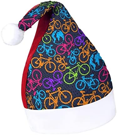 Bicikl i uzorak zemlje smiješni Božićni šešir sa šljokicama Šeširi Djeda Mraza za muškarce i žene Božićni blagdanski ukrasi za zabave